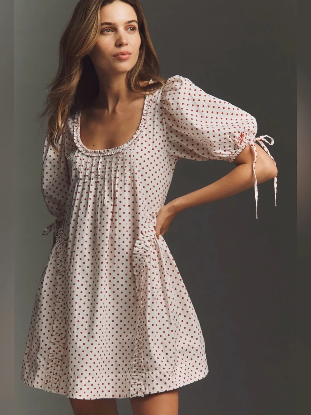 Damson Madder Cotton Meri Puff-Sleeve Mini Dress - anthropologie